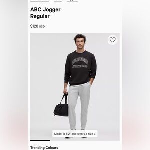 Lululemon Men’s ABC Joggers (Color Silver Drop)